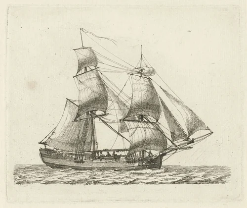 Tweemaster op water by Gerrit Groenewegen, print, 1789