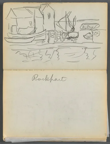 Sketchbook- The Granite Shore Hotel, Rockport, page 028 & 29: "Rockport" by Maurice Prendergast, book, 1905-1910