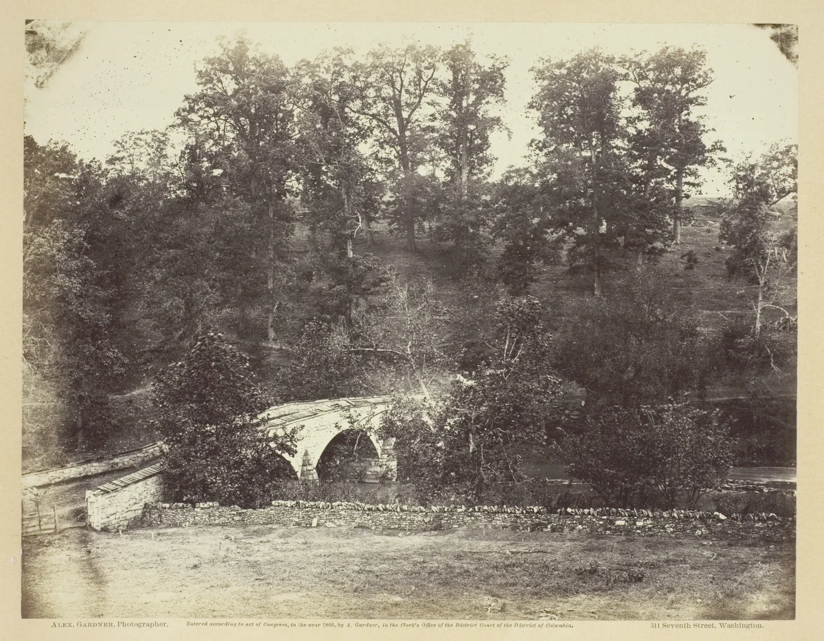 Burnside Bridge, Across Antietam Creek, Maryland by Alexander Gardner, photograph, 1862