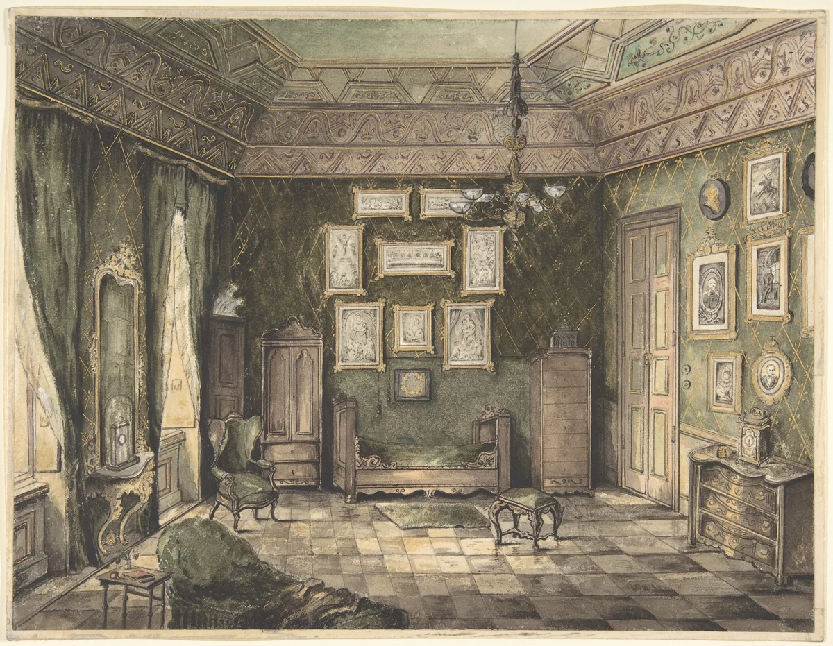 Design for Interior by anonymous, drawing, 1800-1900