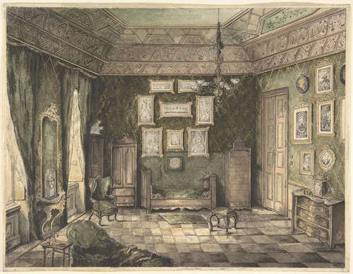Design for Interior by anonymous, drawing, 1800-1900
