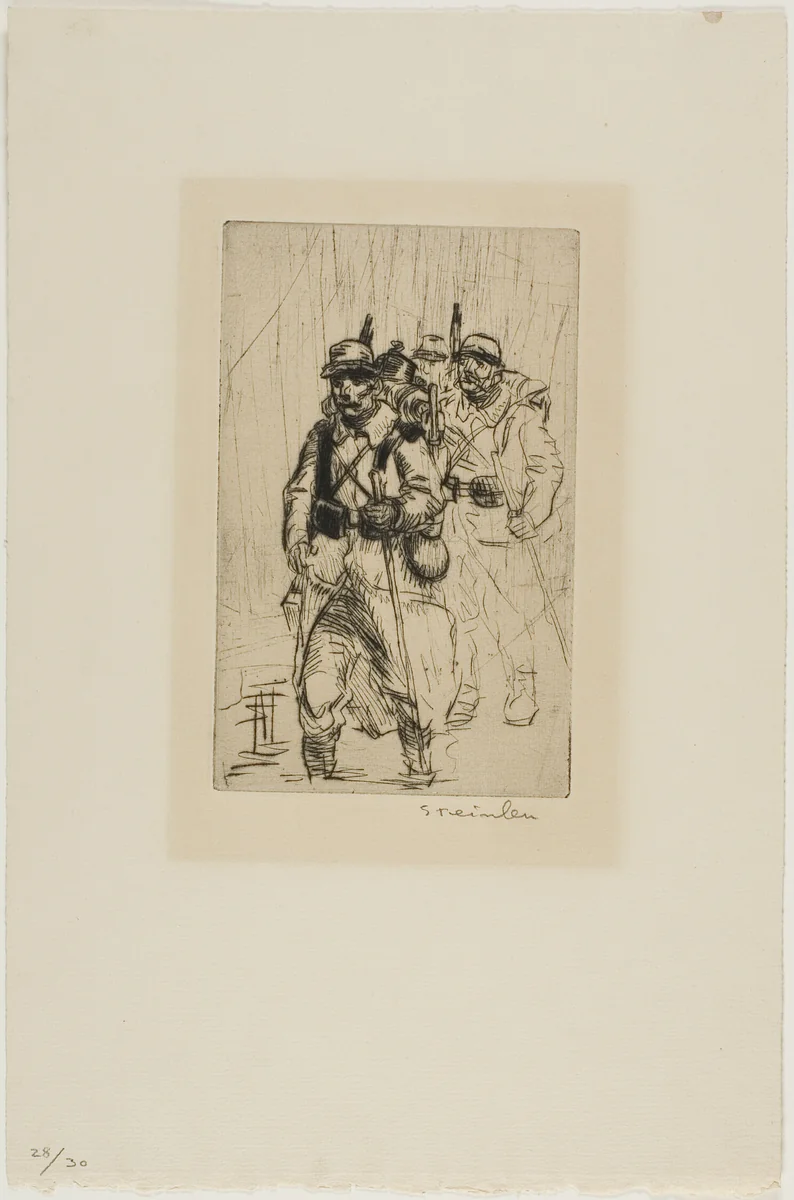 Three Soldiers Walking by Théophile Alexandre Steinlen, print, 1915