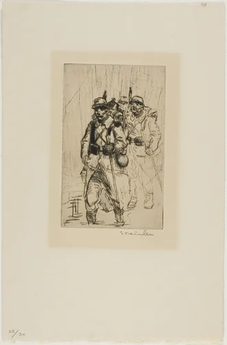 Three Soldiers Walking by Théophile Alexandre Steinlen, print, 1915