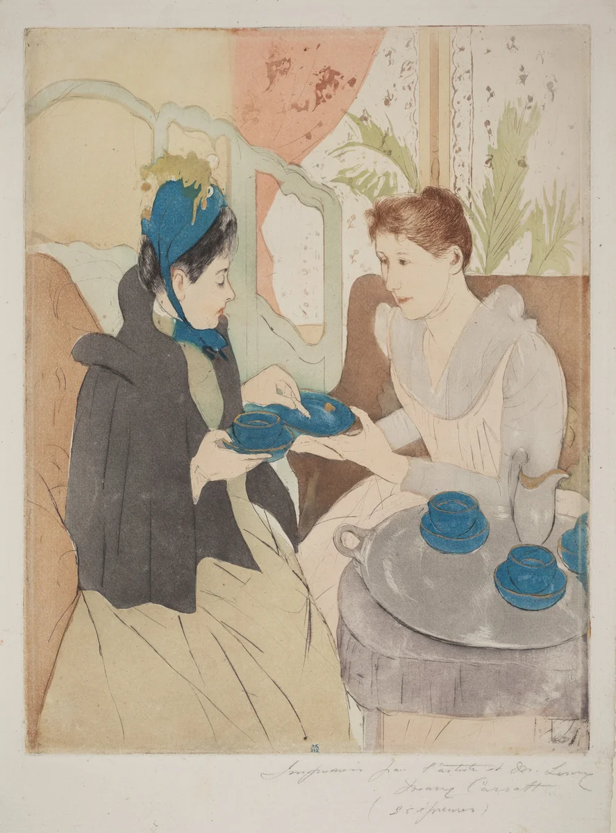 Afternoon Tea Party by Mary Cassatt, print, 1890-1891