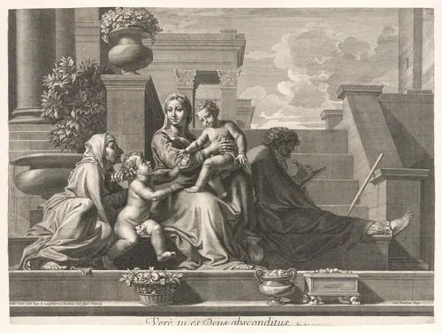 Holy Family on the Steps by Claudine Bouzonnet-Stella, print, 1668