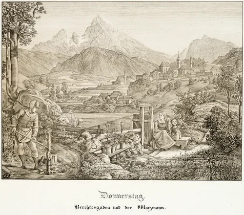 Thursday: Berchtesgaden and the Watzmann by Ferdinand Olivier, print, 1823
