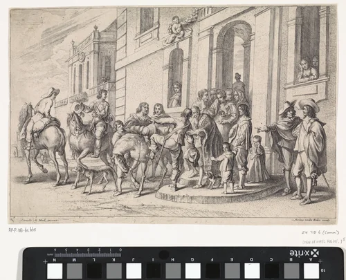 De verloren zoon verlaat zijn ouderlijk huis by anonymous, print, 1658