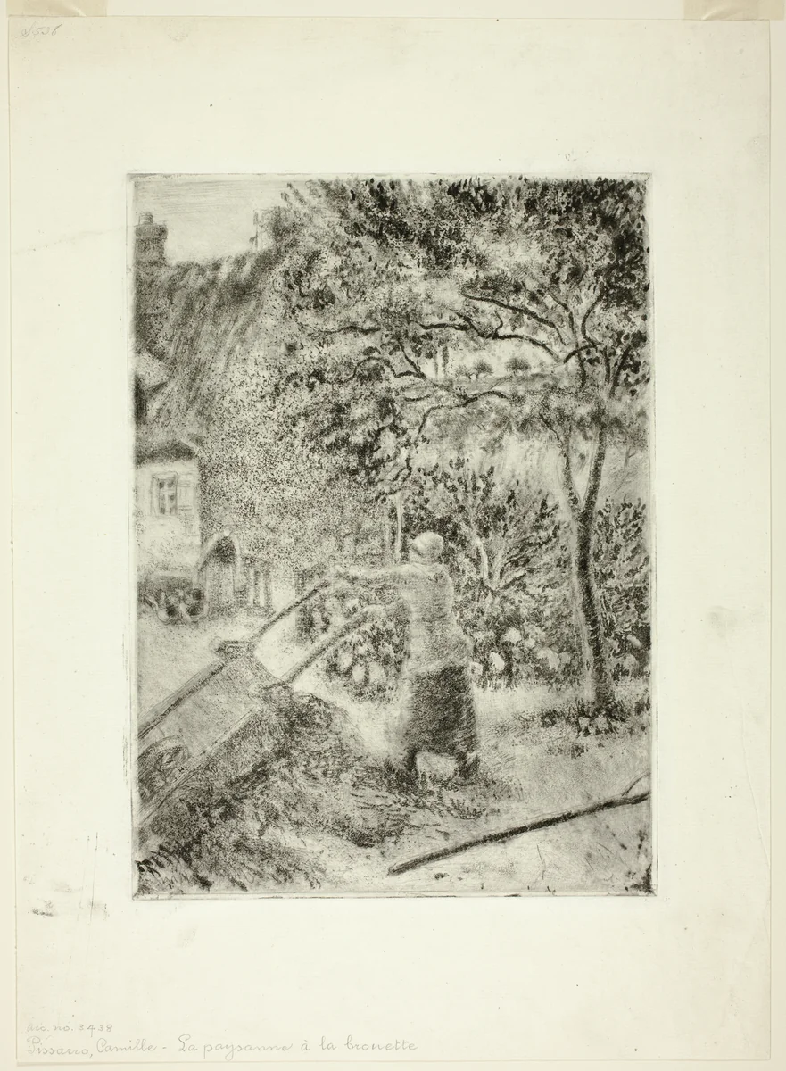 Woman Emptying a Wheelbarrow by Camille Pissarro, print, 1880
