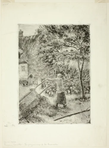 Woman Emptying a Wheelbarrow by Camille Pissarro, print, 1880
