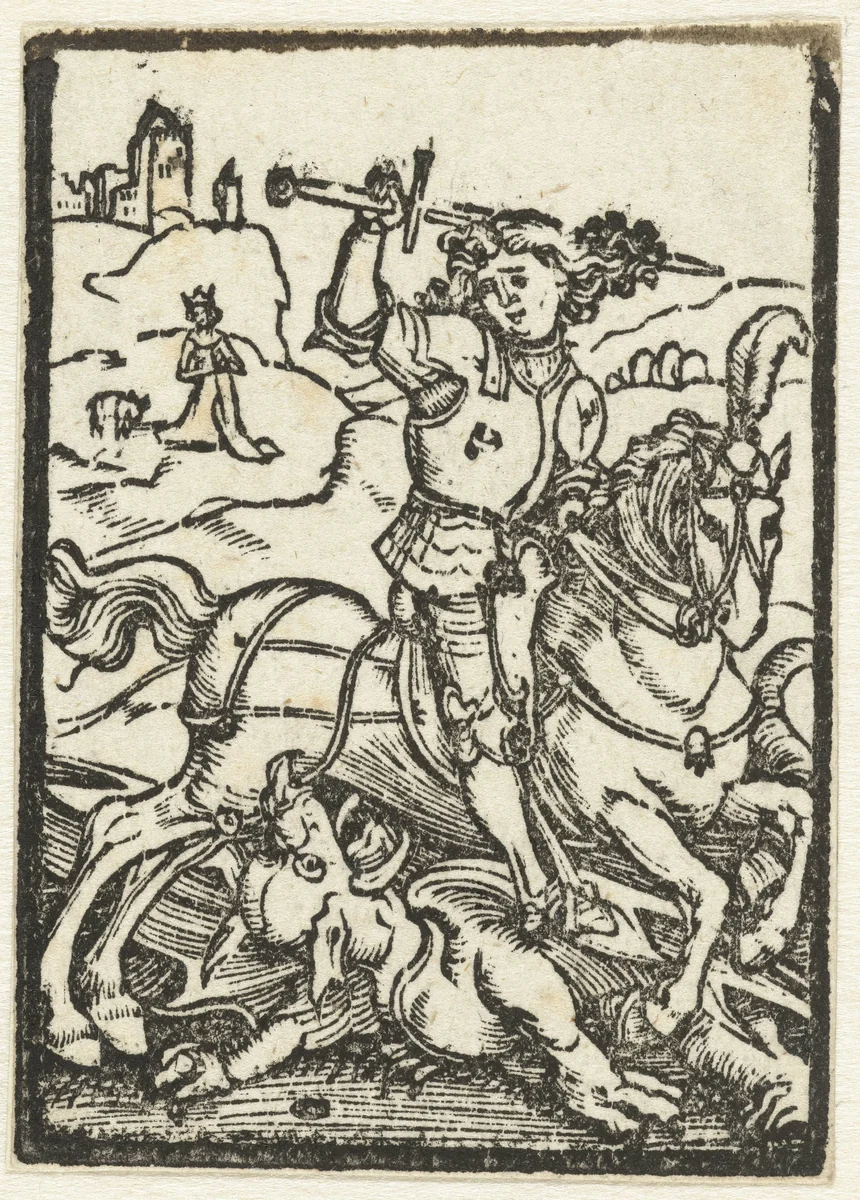 De Heilige Joris en de draak by Unknown, print, 1503