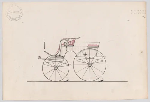 Design for T-Cart Phaeton, no. 3031a by Brewster & Co., drawing, 1850-1910