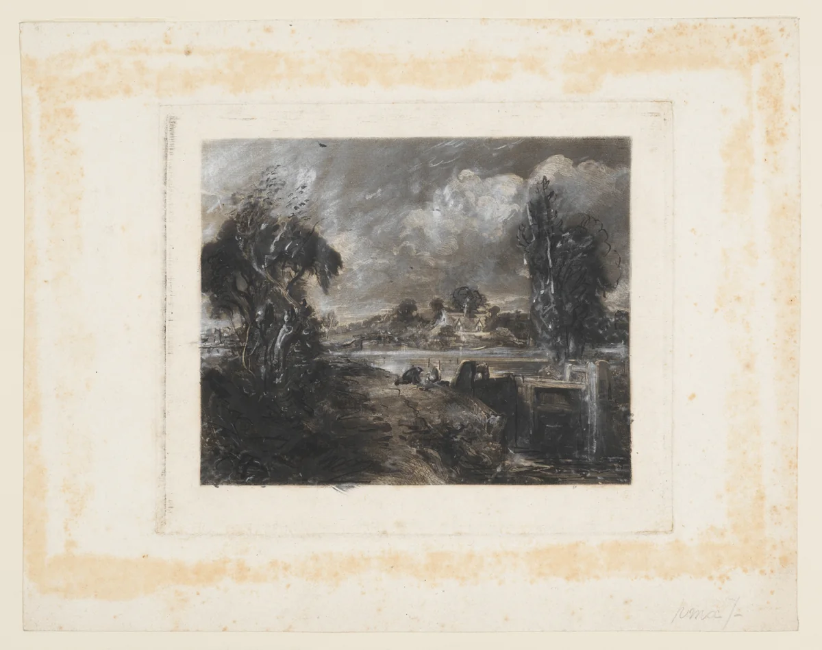 A Lock on the Stour by David Lucas, print, 1830