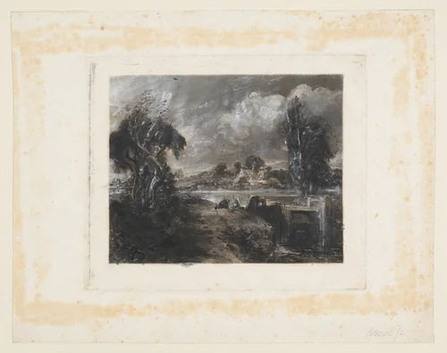 A Lock on the Stour by David Lucas, print, 1830