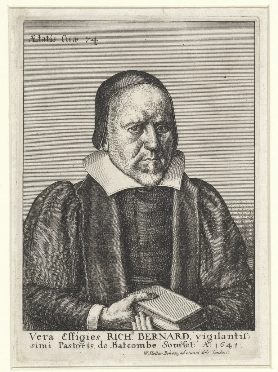 Portret van Richard Bernard by Wenceslaus Hollar, print, 1641
