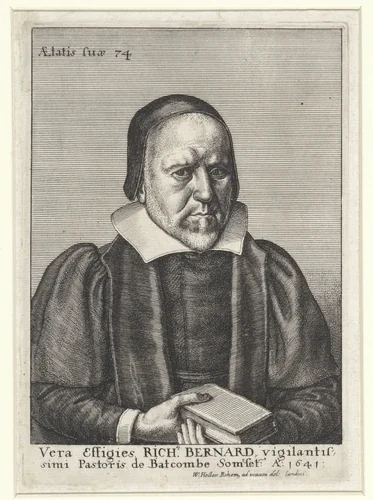 Portret van Richard Bernard by Wenceslaus Hollar, print, 1641