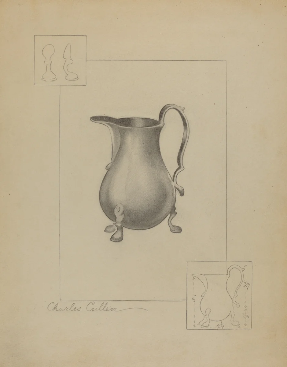 Pewter Creamer by Charles Cullen, index of american design, 1936
