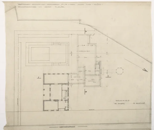 Fuchs Addition to Perls House, Berlin-Zehlendorf, Germany, Ground floor plan by Ludwig Mies van der Rohe, mies van der rohe archive, 1928