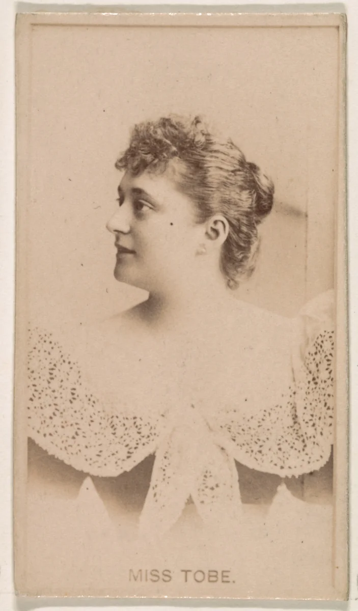Miss Tobe, from the Actresses series (N245) issued by Kinney Brothers to promote Sweet Caporal Cigarettes by Kinney Brothers Tobacco Company, photograph, 1890