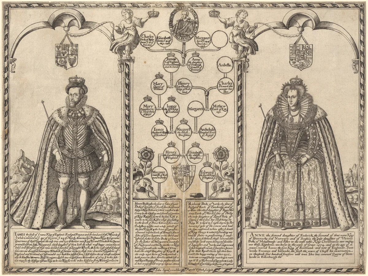 James I and Anne of Denmark by Renold Elstrack, print, 1600-1602