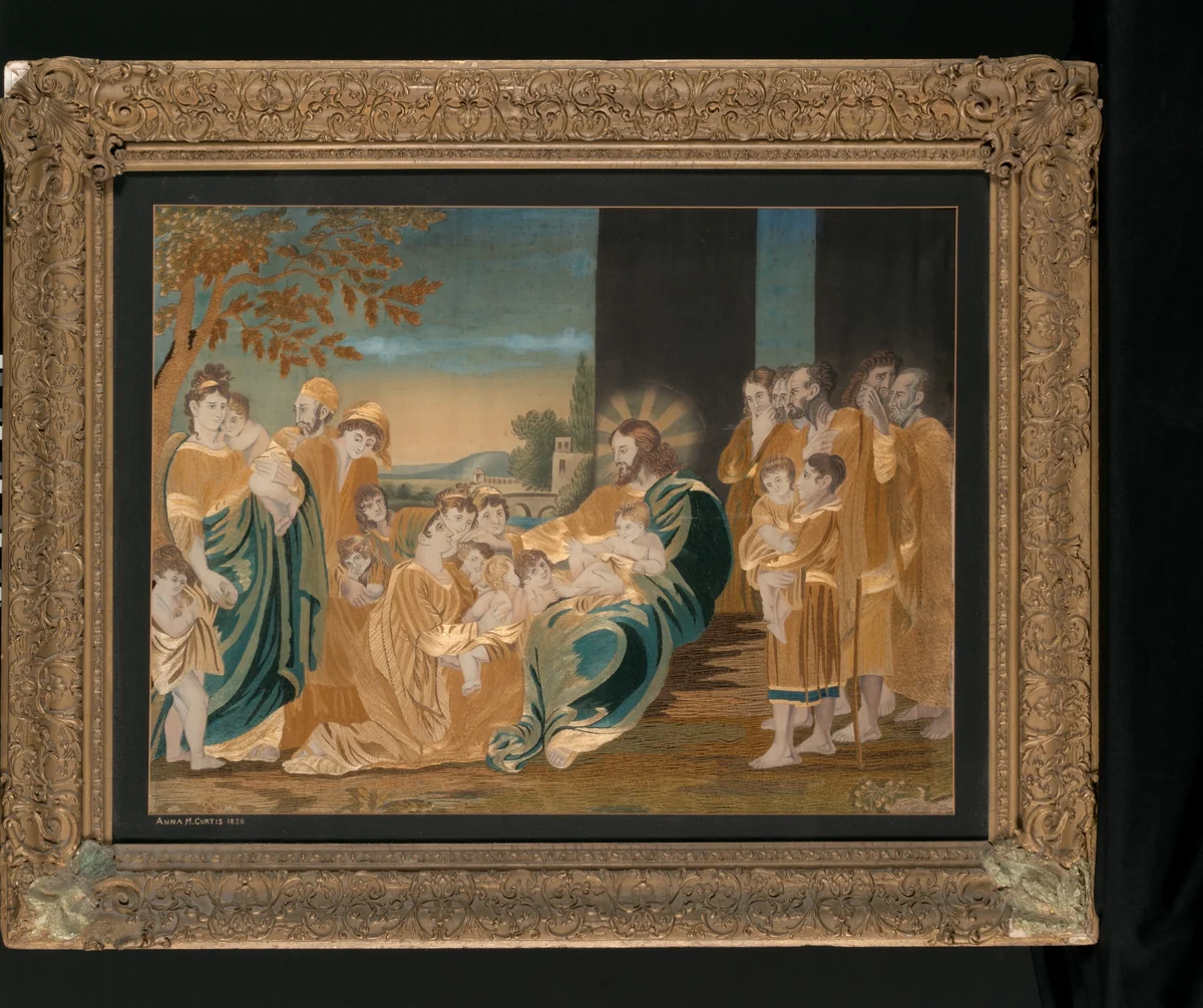 Needlework picture by Anna Matilda Curtis, artwork, 1820