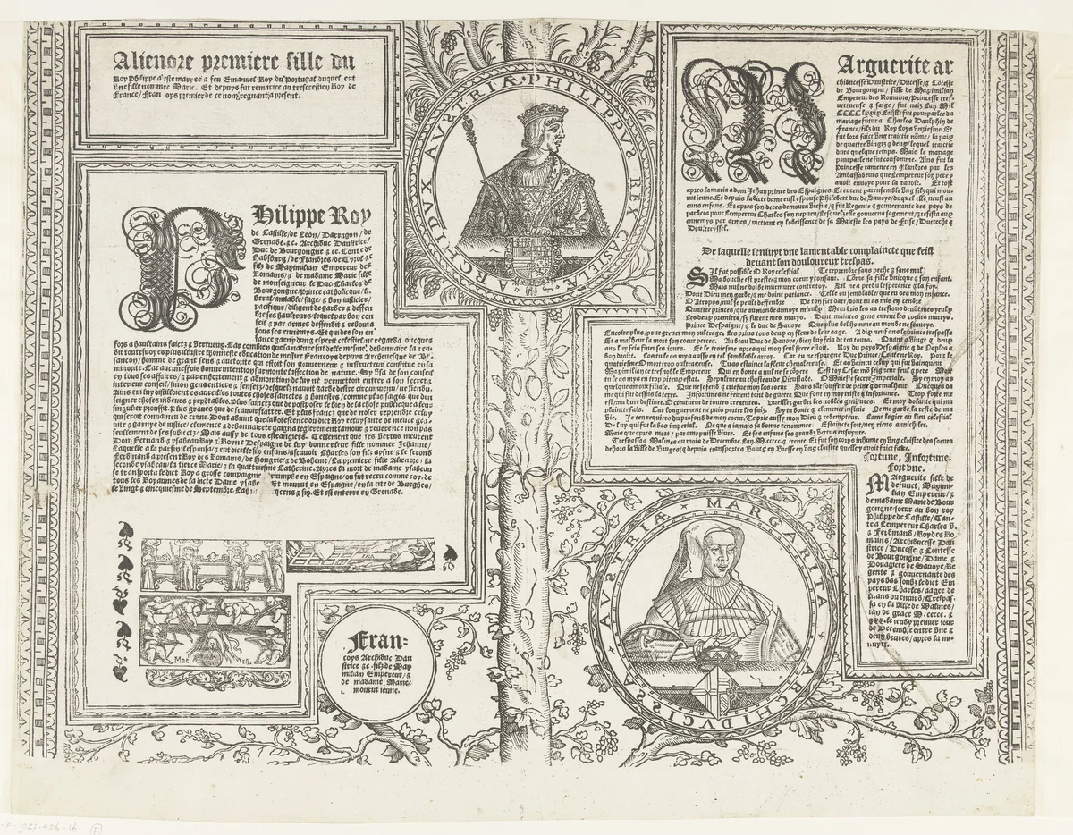 Stamboom van het Habsburgse huis, blad zestien by Robert Péril, print, 1533-1535