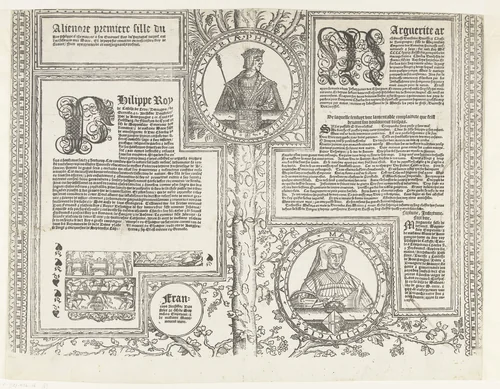 Stamboom van het Habsburgse huis, blad zestien by Robert Péril, print, 1533-1535