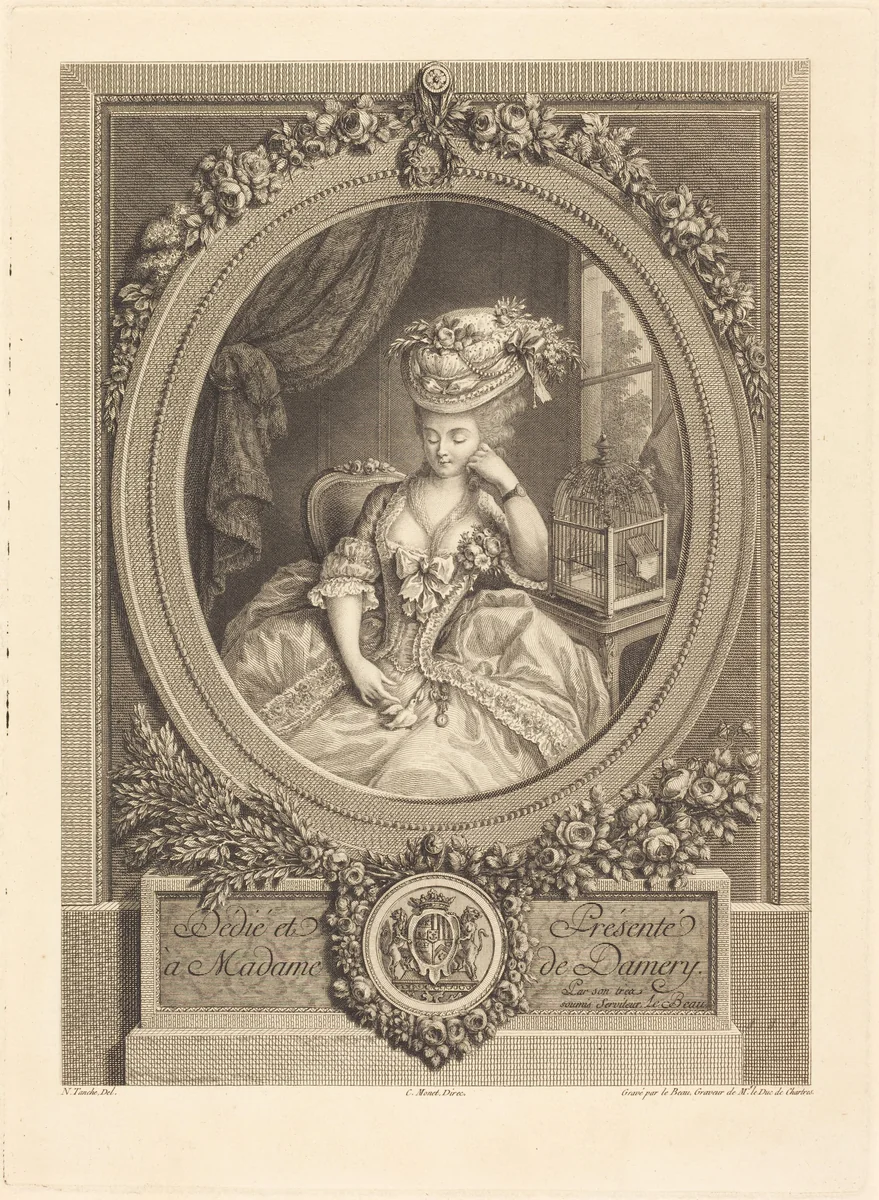 Le desirs naissants by Pierre Adrien Le Beau; Nicolas Tanché, print, 1748-1800