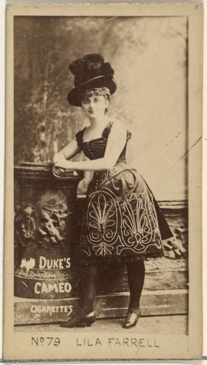 Card Number 79, Lila Farrell, from the Actors and Actresses series (N145-4) issued by Duke Sons & Co. to promote Cameo Cigarettes by W. Duke, Sons & Co., photograph, 1880-1889