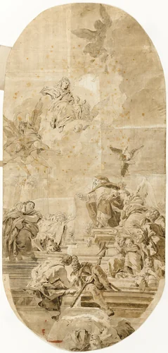 Study for Institution of the Rosary by Saint Dominic by Francesco Lorenzi, drawing, 1743-1787