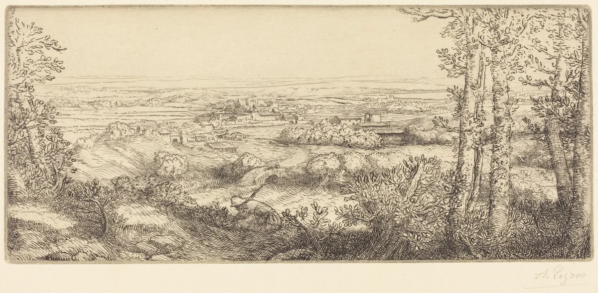 Valley in Bourgogne (Une vallee en Bourgogne) by Alphonse Legros, print, 1837-1911