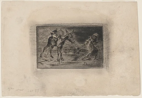 L'Ane et la Vielle by Félix-Hilaire Buhot, print, 1847-1898