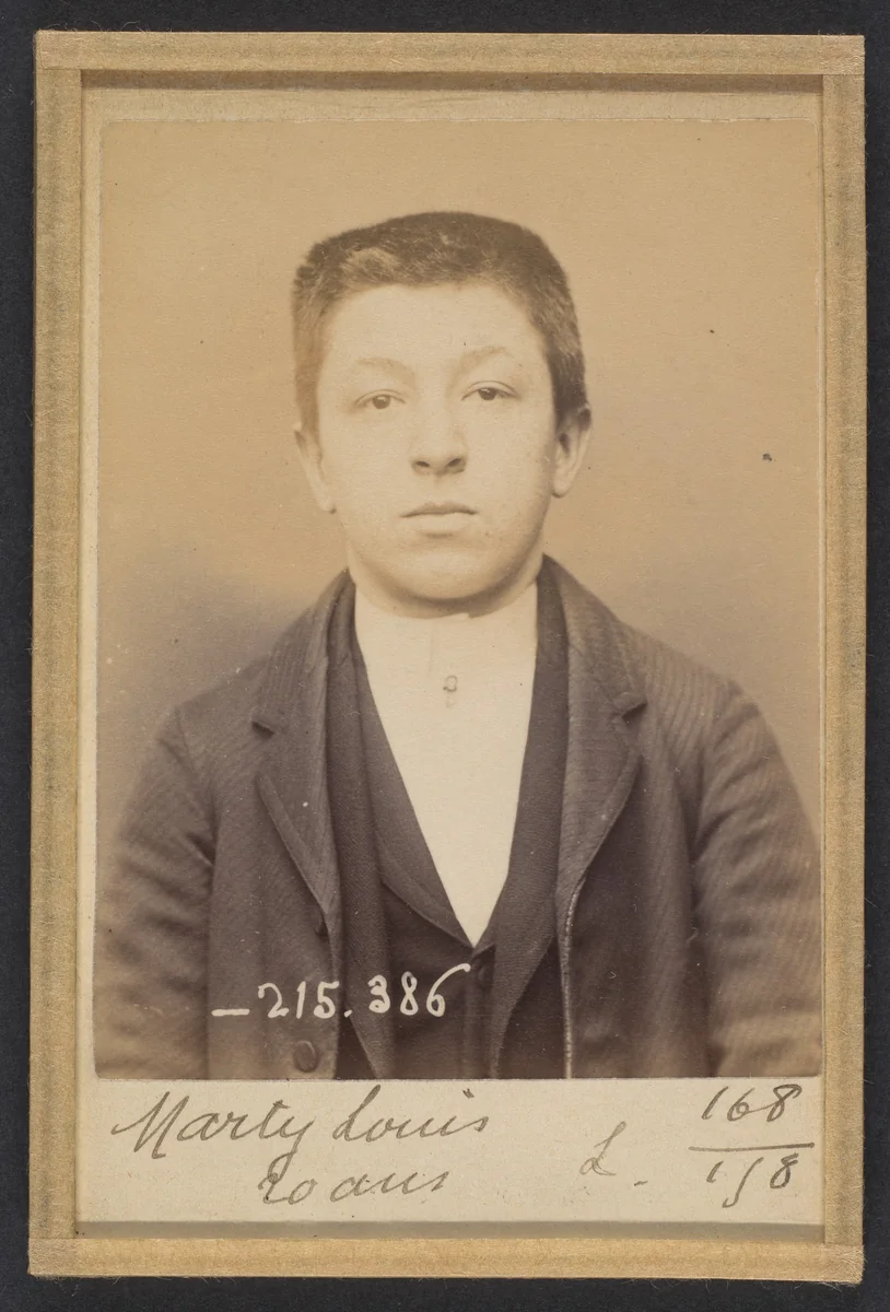 Marty. Louis. 20 ans, né à Lacanne (Tarn). Tailleur d'habits. Anarchiste. 9/3/94. by Alphonse Bertillon, photograph, 1894