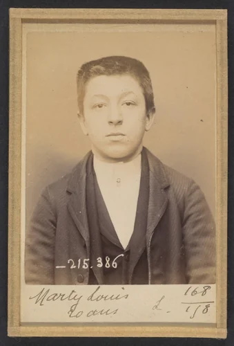 Marty. Louis. 20 ans, né à Lacanne (Tarn). Tailleur d'habits. Anarchiste. 9/3/94. by Alphonse Bertillon, photograph, 1894