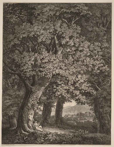 Italian Landscape with a Pair of Shepherds by Johann Heinrich Meyer, print, 1795