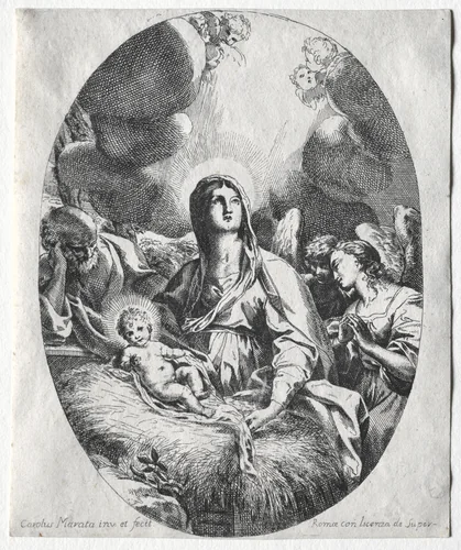 The Adoration of the Angels by Carlo Maratti, print, 1645-1700