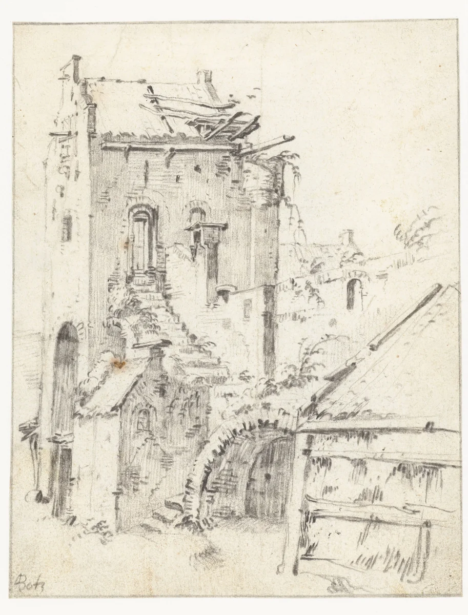 Vervallen stadspoort by Andries Both, drawing, 1621-1642
