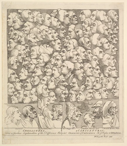 Characters and Caricaturas by William Hogarth, print, 1743