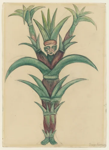 Sugar Cane. Costume design for the ballet H.P. (Horsepower) by Diego Rivera, drawing, 1927