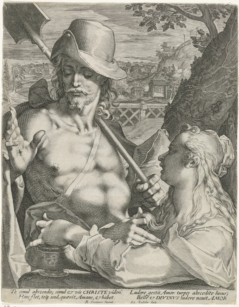 Christus verschijnt als tuinman aan Maria Magdalena (Noli mi tangere) by Unknown, print, 1580-1629
