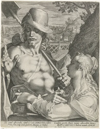 Christus verschijnt als tuinman aan Maria Magdalena (Noli mi tangere) by Unknown, print, 1580-1629
