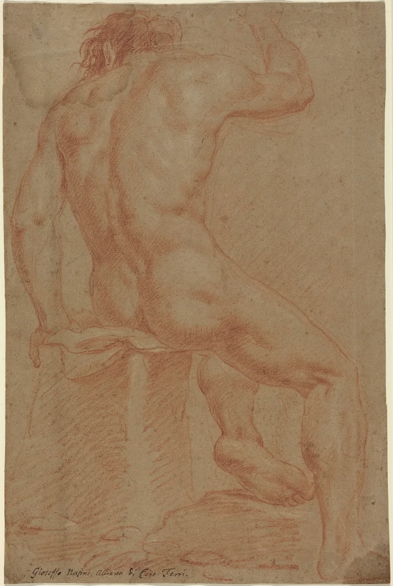 Nude Male Figure [recto] by Italian 17th Century, drawing, 1600-1699