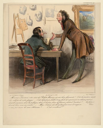 Monsieur Daumier, your Robert-Macaire series is delightful (...), from "Caricaturana" by Honoré Daumier, print, 1838