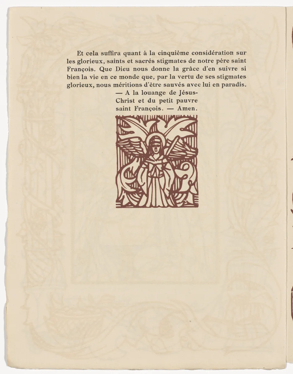 Tailpiece (page 414) from Les Petites Fleurs de St. François (The Little Flowers of St. Francis) by Émile Bernard, illustrated book, 1928