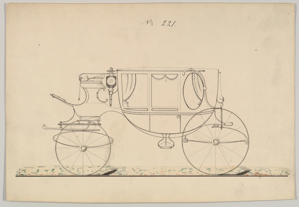 Coach #221 by Brewster & Co., drawing, 1860-1870