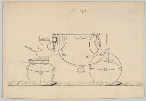 Coach #221 by Brewster & Co., drawing, 1860-1870