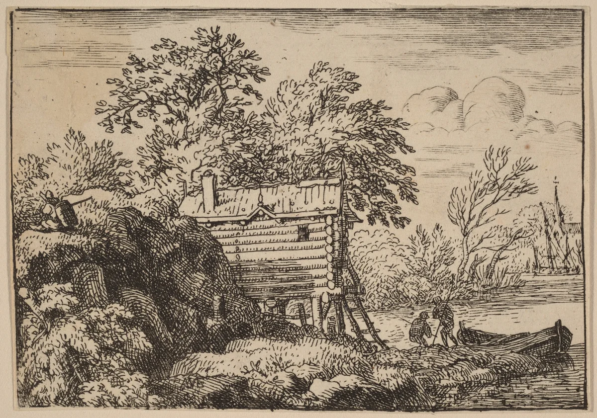 Fisherman's Hut by Allart van Everdingen, print, 1645-1656