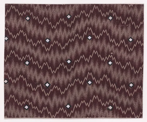 Textile Design with Undulating Horizontal Zig-Zagging Lines and Alternating Rows of Lozenges by anonymous, drawing, 1840