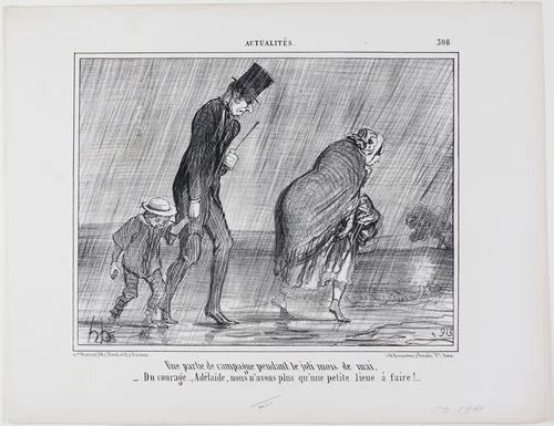 A country excursion during the beautiful month of May. “– Courage... Adelaïde it's just another league to go,” plate 308 from Actualités by Honoré-Victorin Daumier, print, 1856