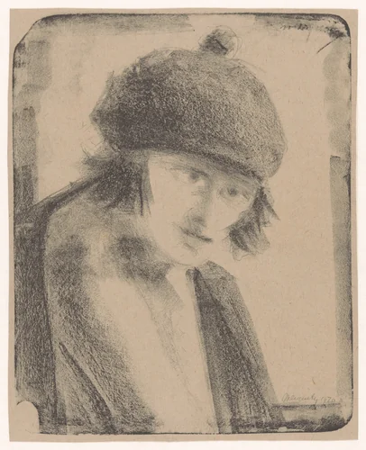 Vrouw met baret by Samuel Jessurun de Mesquita, print, 1920