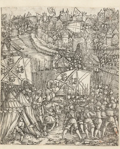 Verovering van Stuhlweissenburg in Hongarije by Hans Springinklee, print, 1515
